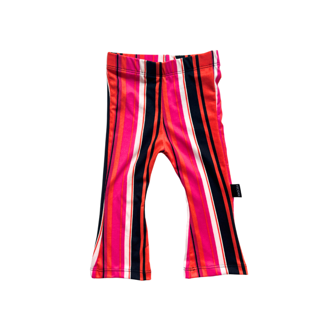 RTS Pink Orange Vertical Stripe Slim Flare Pants