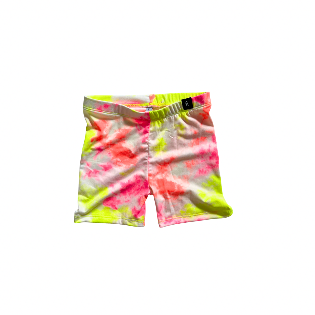 Neon Biker Shorts - Tie Dye
