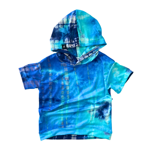 Slouchy Hooded Tee - Blue Lagoon Tie Dye