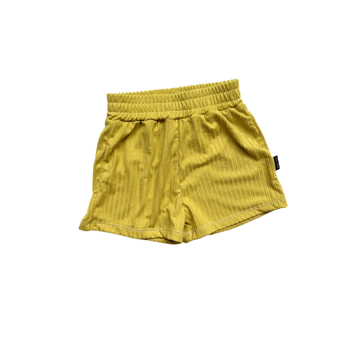 All day play shorts - ribbed chartreuse