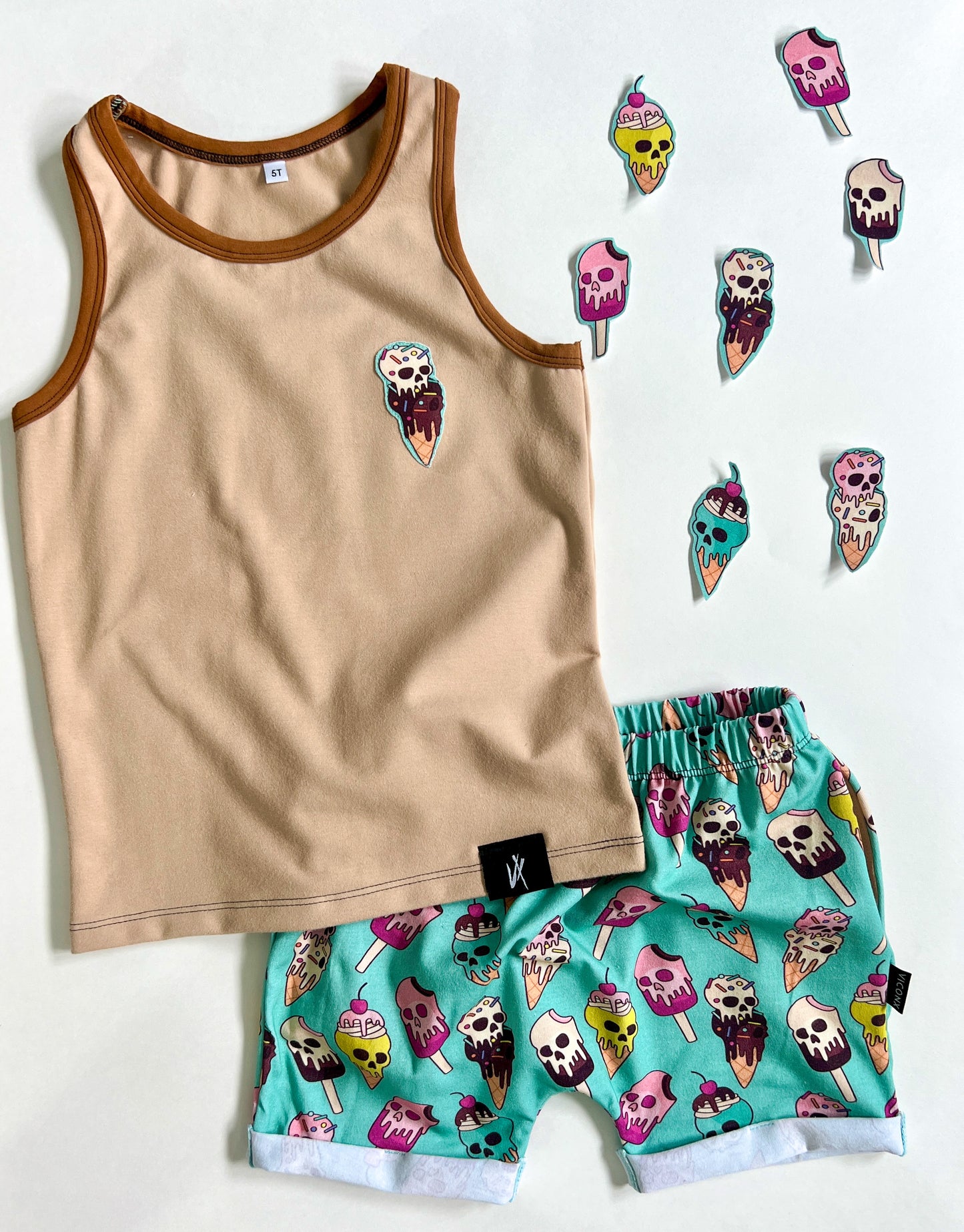 Skully Ice Cream Racer Back Tank - various style applique