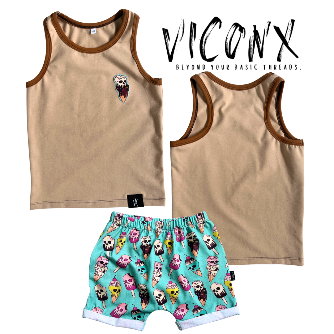 Skully Ice Cream Racer Back Tank - various style applique