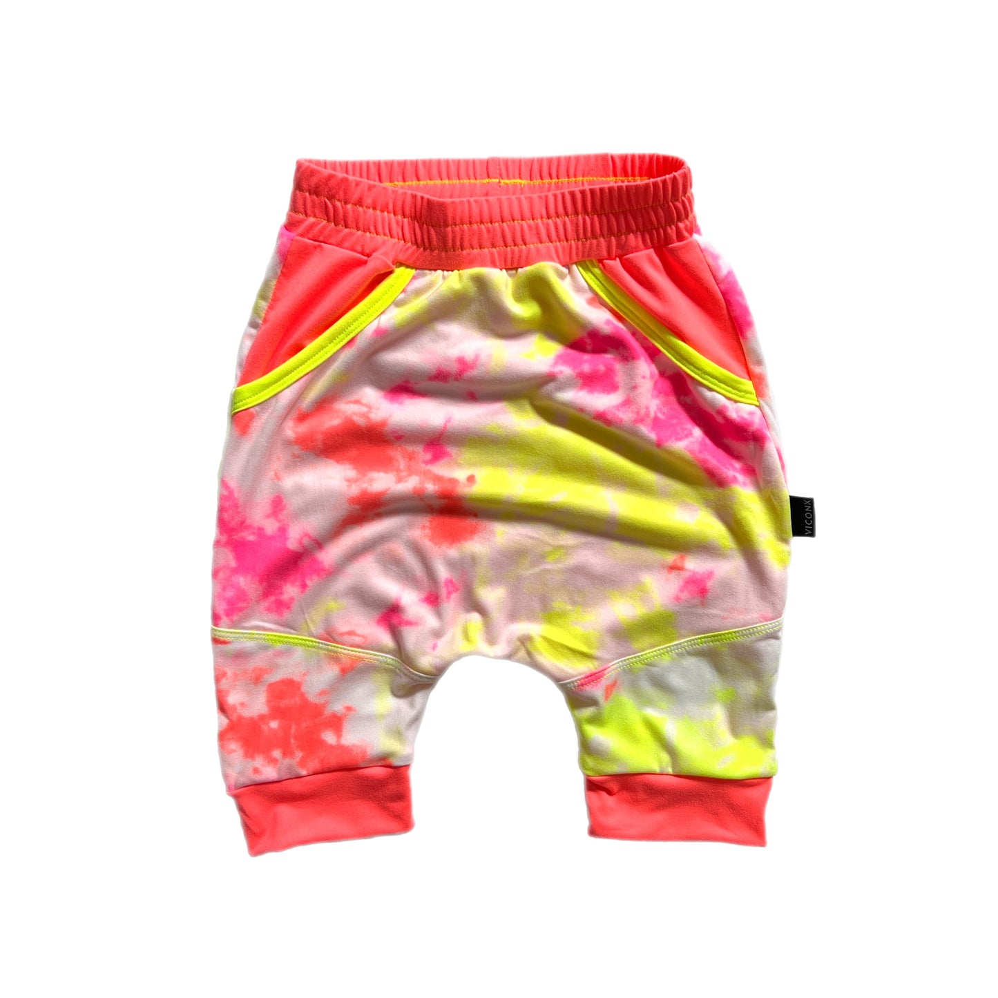 Neon Color Block Kanga Shorts - Tie Dye