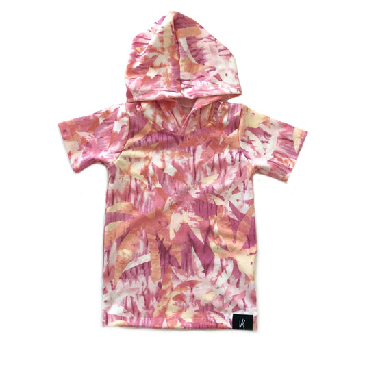 RTS Palm Hooded Tee - pink yellow